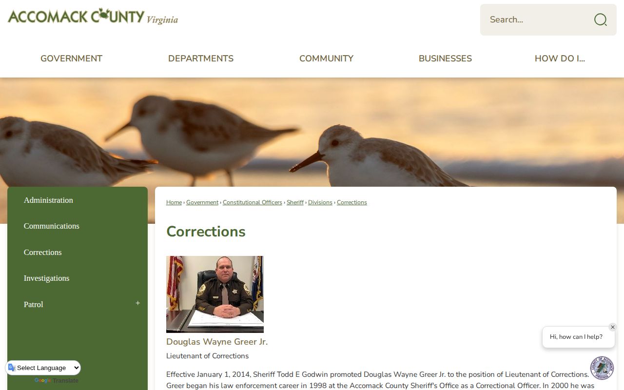 Accomack County Jail official information and roster access route